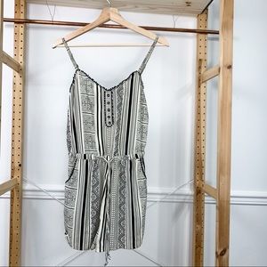 Mango Polyester Geometric Print Drawstring Romper